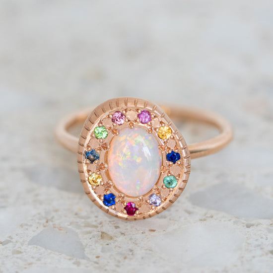 Rainbow Opal Pebble Ring
