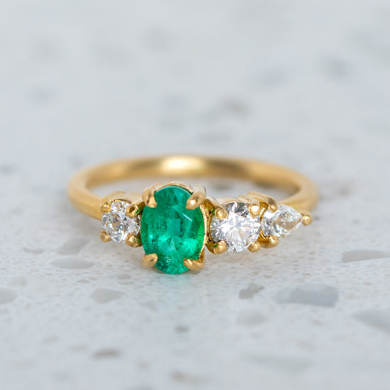 Emerald And Diamond Splice Ring
