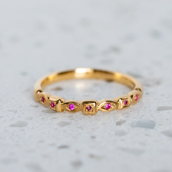 Pink Sapphire Studded Victorian Band