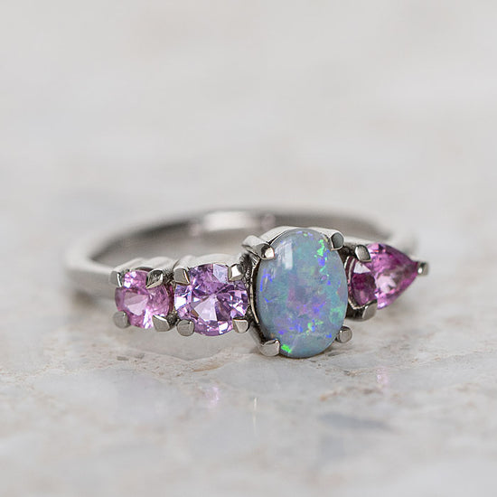 Opal And Pinks Sapphire Splice Ring