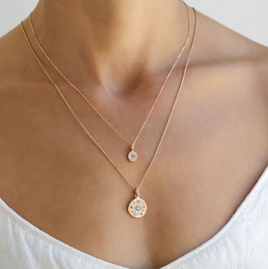Opal Constellation Disc Necklace In 18ct Yellow Gold (In Stock)