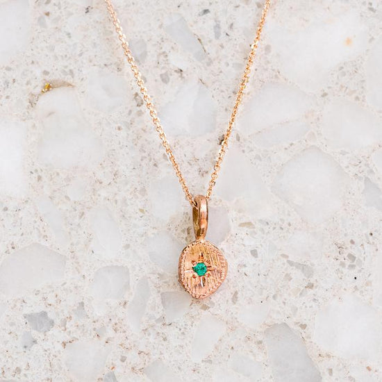 Rubble Necklace May Birthstone, Emerald, In 9ct Rose Gold (In Stock)