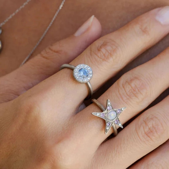 Ceylon Sapphire and Diamond Pebble Ring