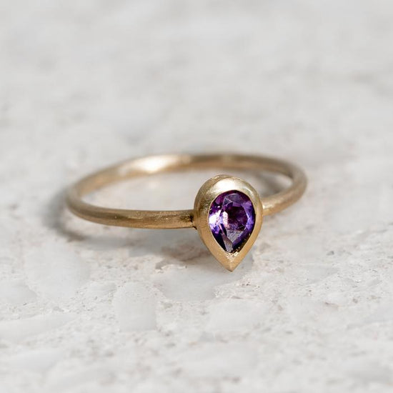 Pear Shape Amethyst Stacking Ring