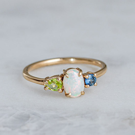 Mini Crystal Opal Pear Splice Ring