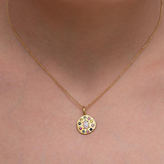 Opal Starburst Disc Necklace