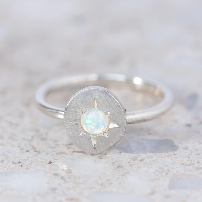 Opal Star Pebble Ring