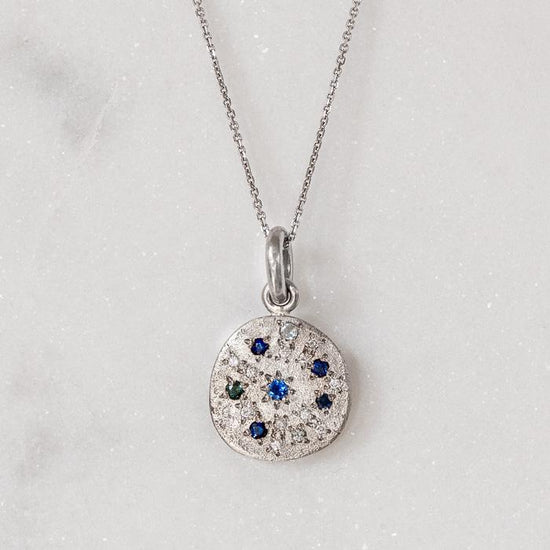 Shades of Blue Constellation Disc Necklace