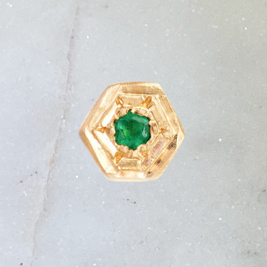 Emerald Hexagon Single Stud