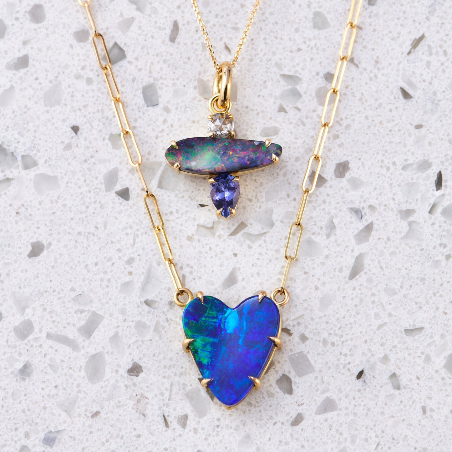 Load image into Gallery viewer, One-off Boulder Opal Heart Necklace in 18ct Yellow Gold (In Stock)

