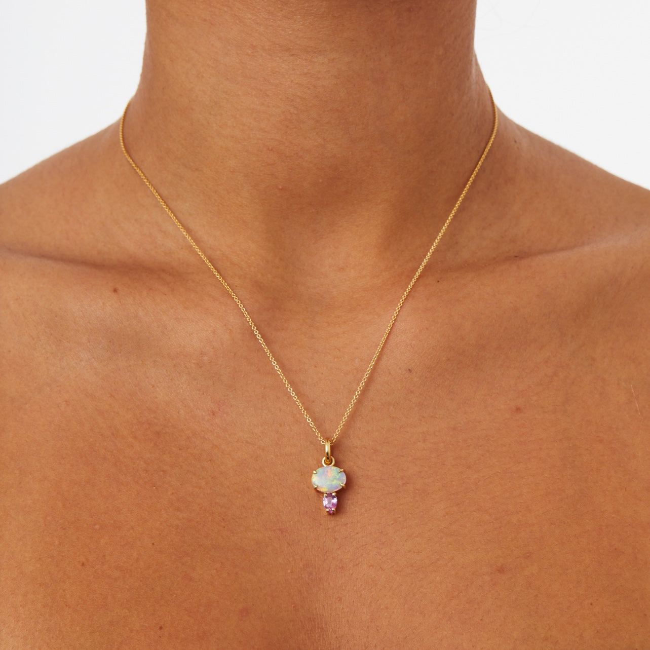 Load image into Gallery viewer, One-off Creatures Pendant with a Crystal Opal and Pink Sapphire in 18ct Yellow Gold (In Stock)
