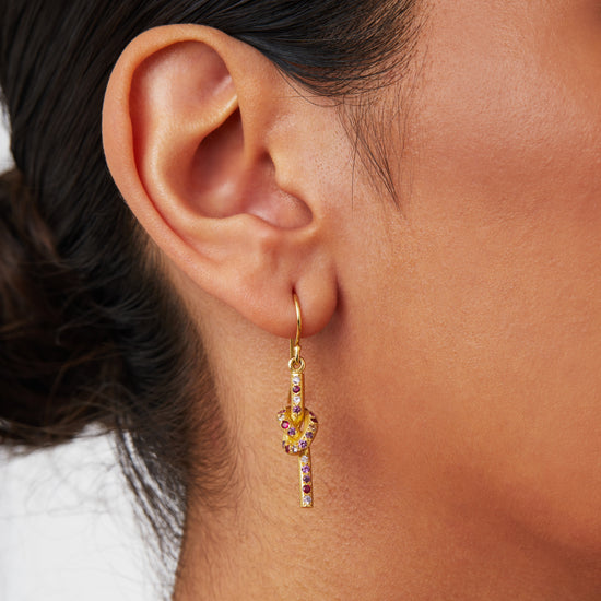 Shades of Pink Pretzel Earring in 18ct Yellow Gold (In Stock)