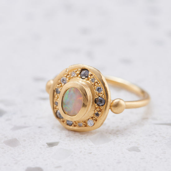 Opal And Salt And Pepper Diamond Trove Ring