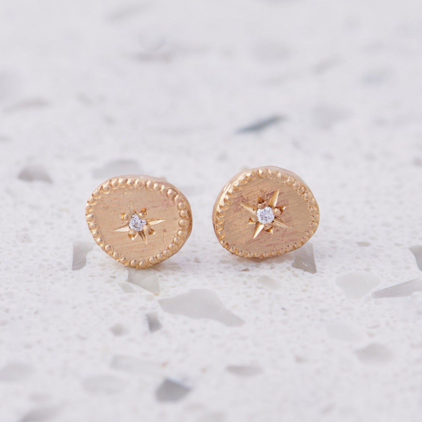 Diamond Rubble Studs In 9ct Yellow Gold (In Stock)