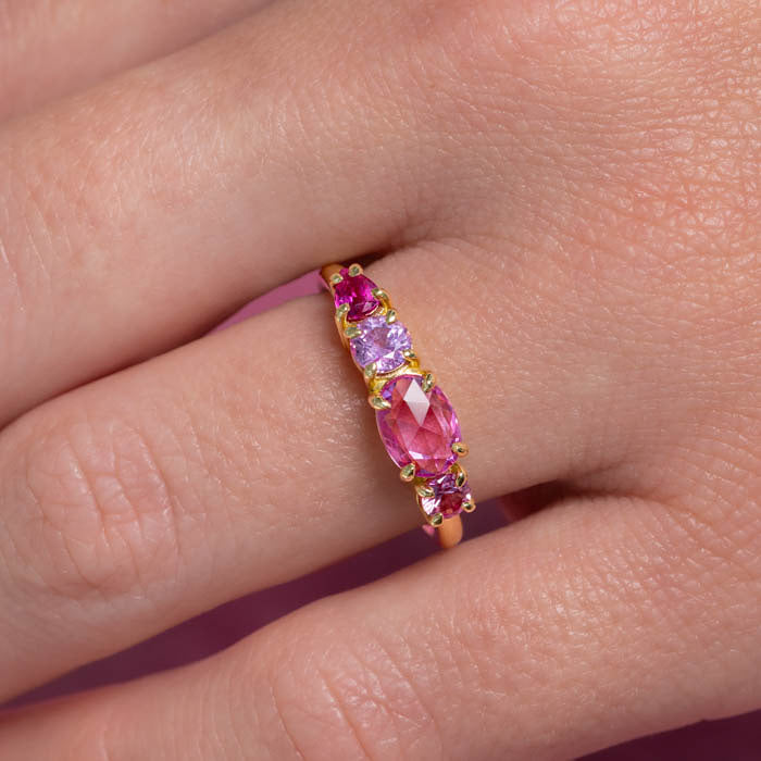 East West All Pinks Sapphire Splice Ring