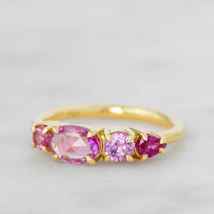 East West All Pinks Sapphire Splice Ring