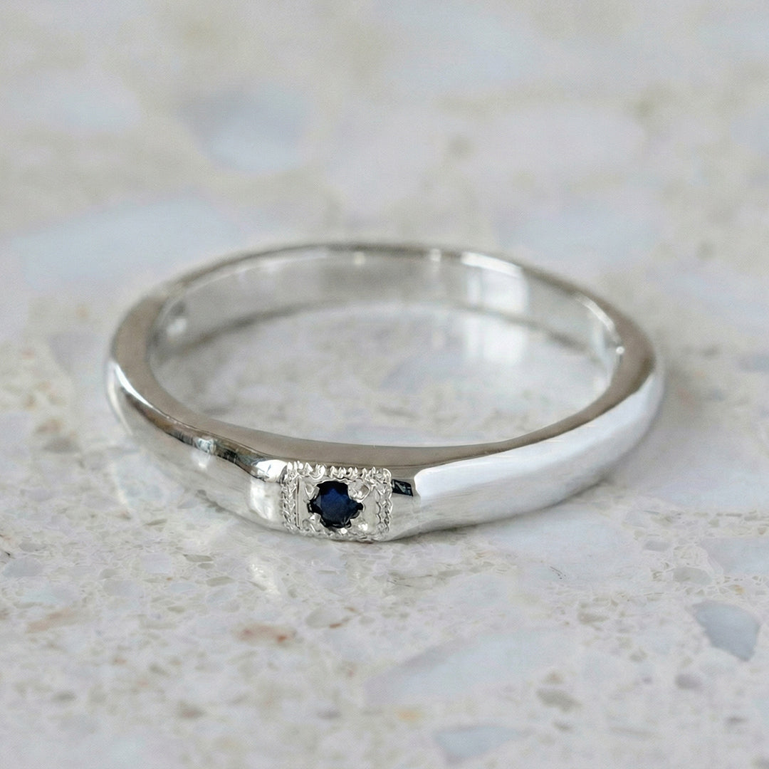 Apollo Ruins Blue Sapphire Stacking Ring