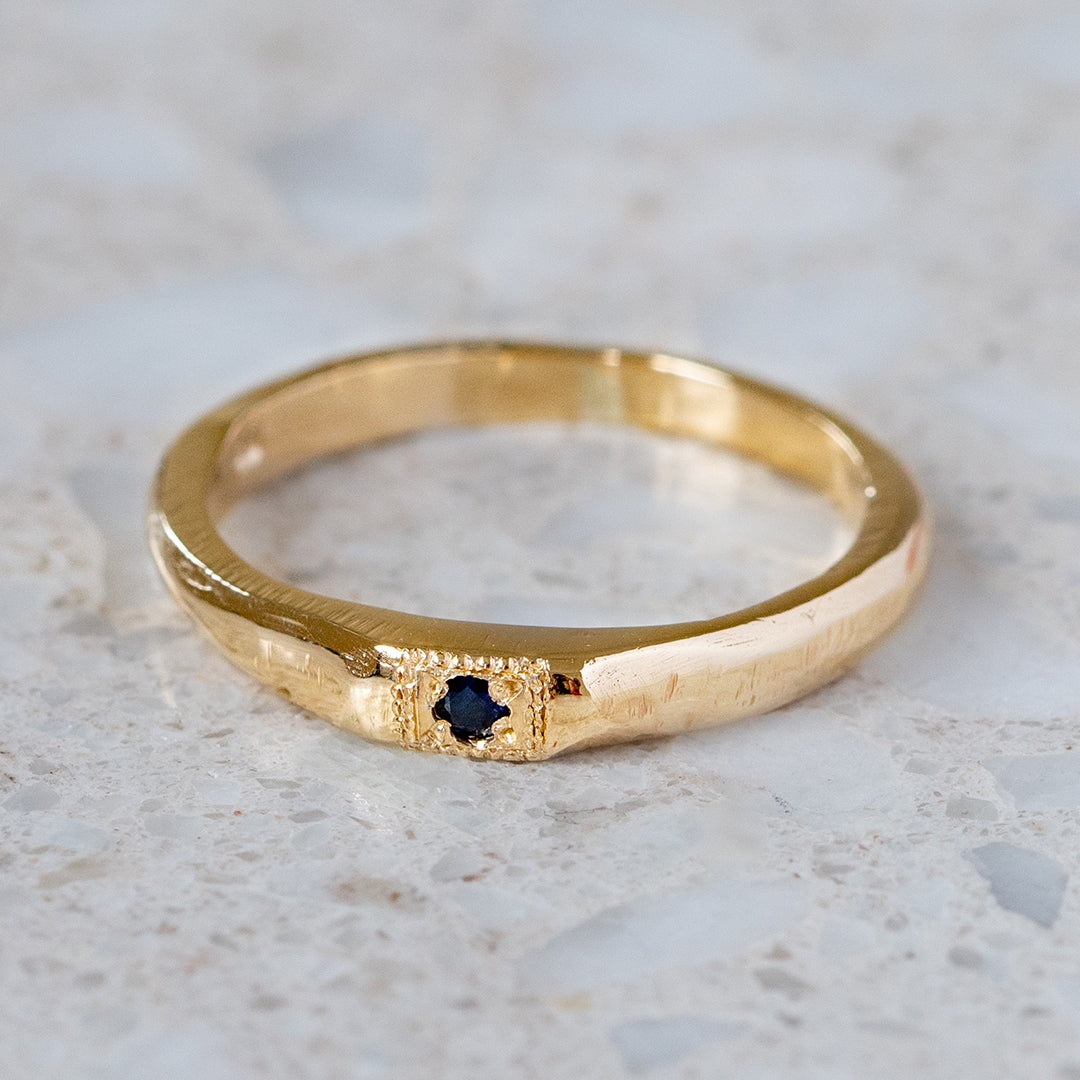 Apollo Ruins Blue Sapphire Stacking Ring