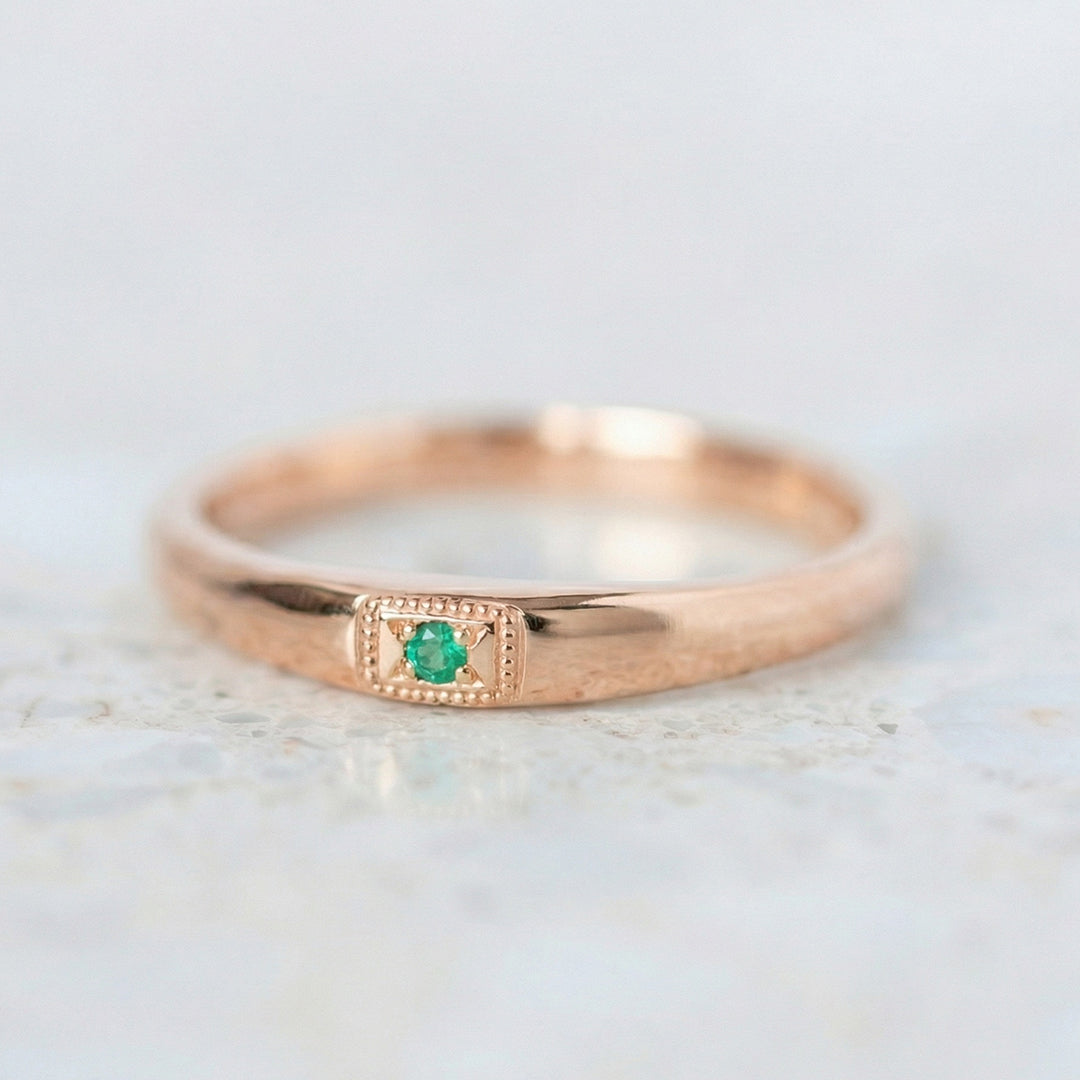 Apollo Ruins Emerald Stacking Ring