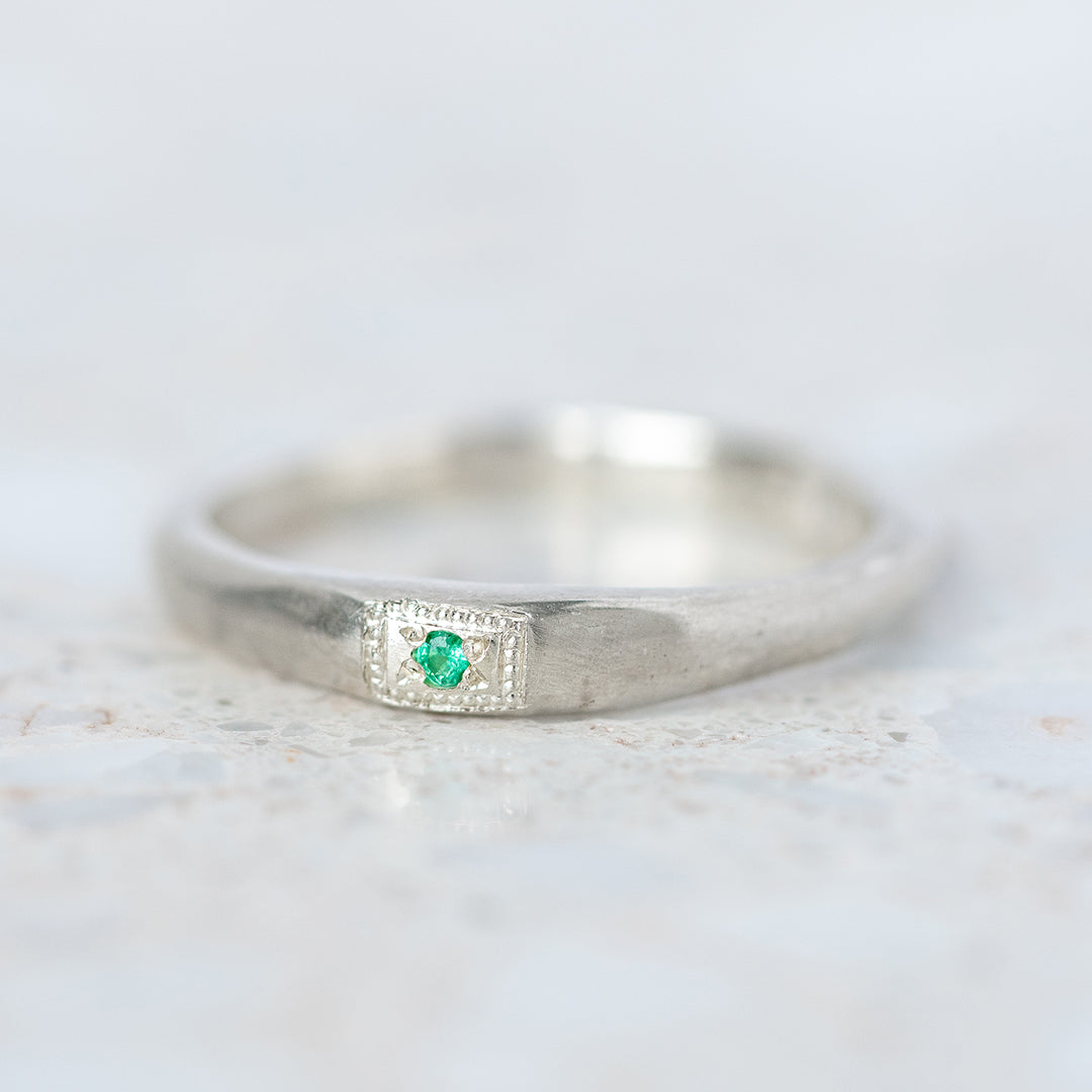Apollo Ruins Emerald Stacking Ring
