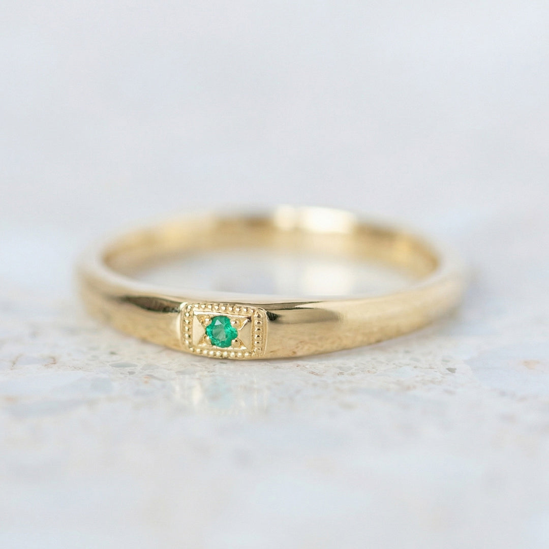 Apollo Ruins Emerald Stacking Ring