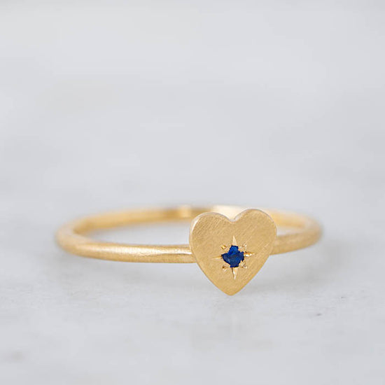 Blue Sapphire Mini Heart Stacking Ring