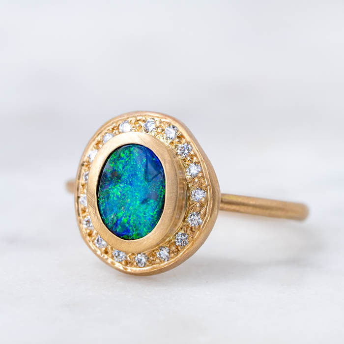 Boulder Opal Pompeii  Ring