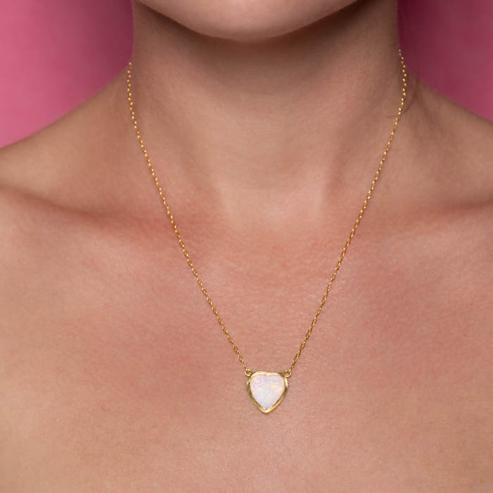 Crystal Opal Big Heart Necklace