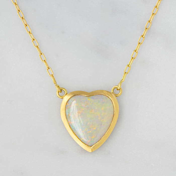 Crystal Opal Big Heart Necklace