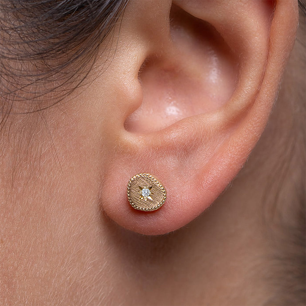 Diamond Rubble Studs in Silver (In Stock)