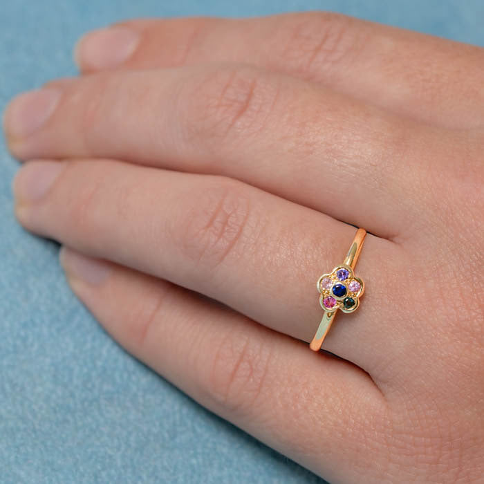 Shades Of Sapphires Daisy Stacking Ring