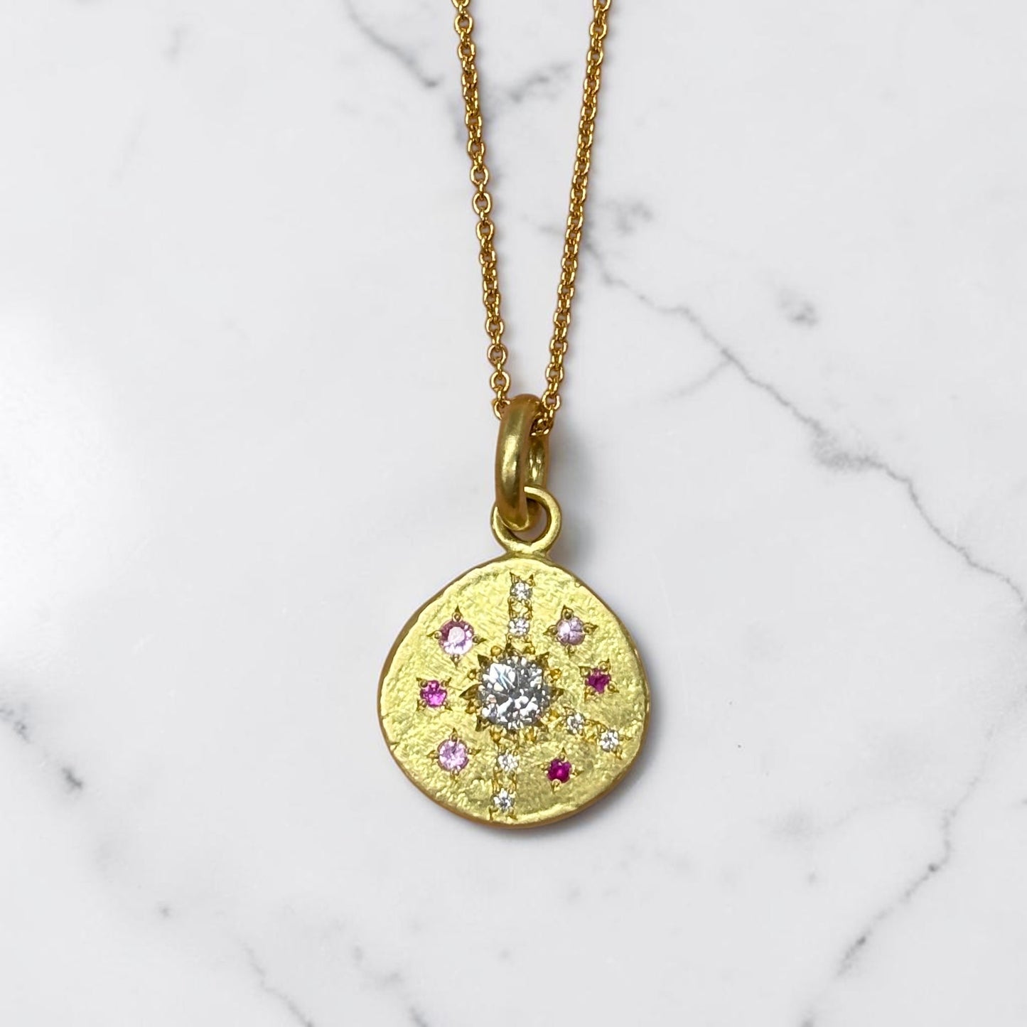 Diamond Constellation Disc Necklace In 18ct Yellow Gold (In Stock)