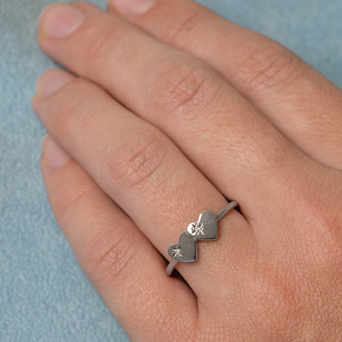 Diamond Double Heart Ring