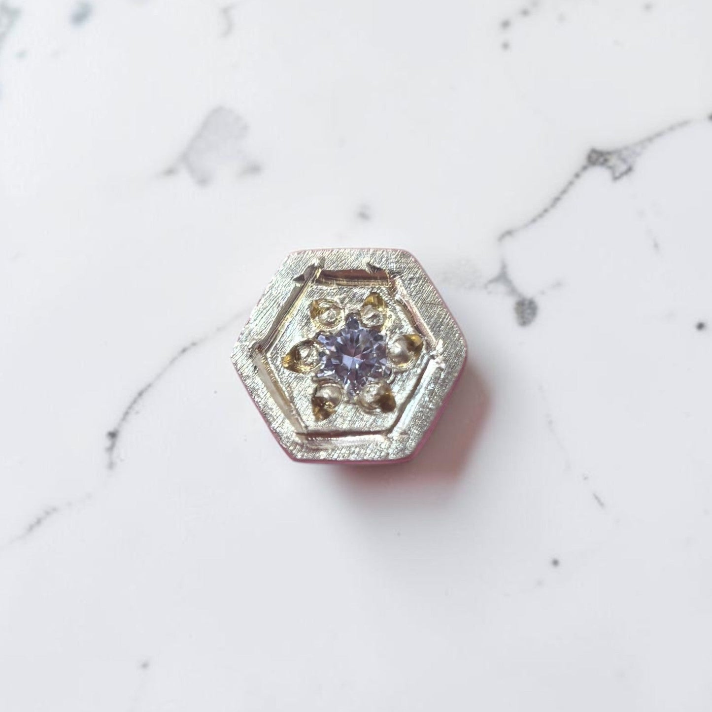 Diamond Hexagon Single Studs In 18ct Yellow Gold (In Stock)