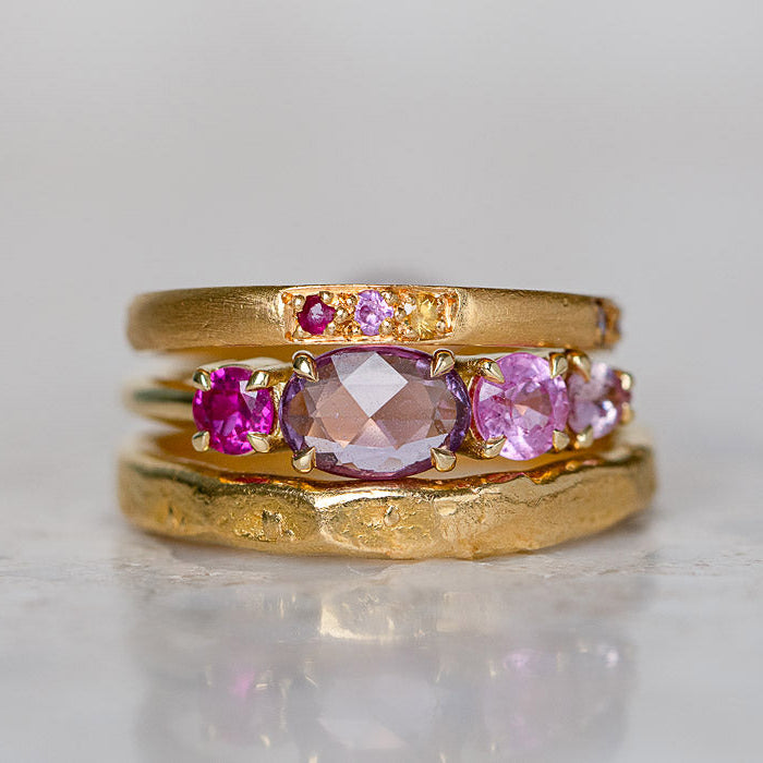 East West All Pinks Sapphire Splice Ring
