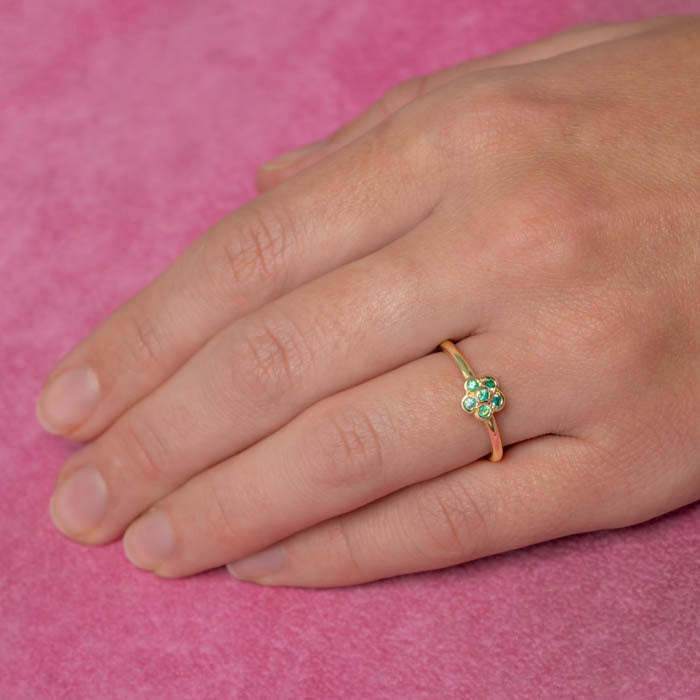 Emerald Daisy Stacking Ring