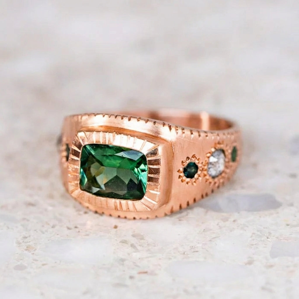 Green Tourmaline Armour Ring