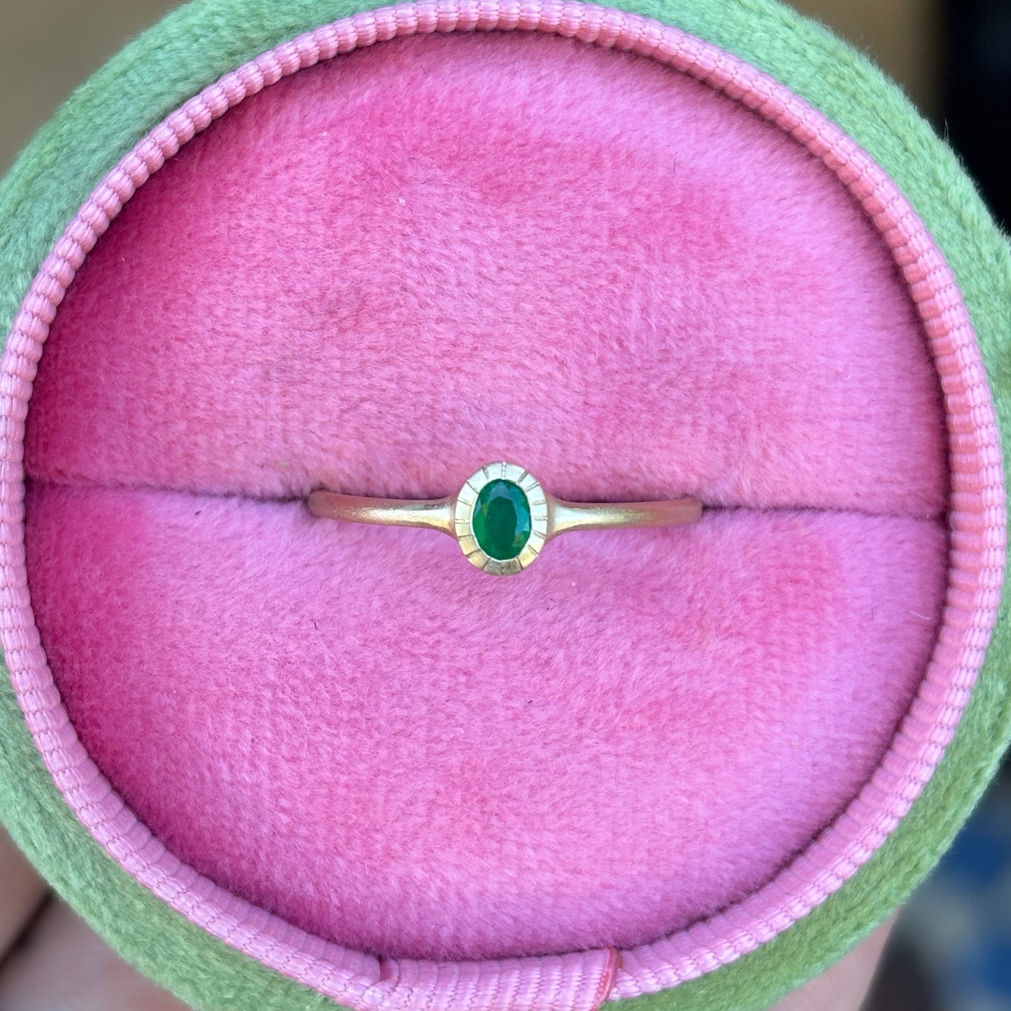 Emerald Forest Stacking Ring In 9ct Yellow Gold, Size P (In Stock)