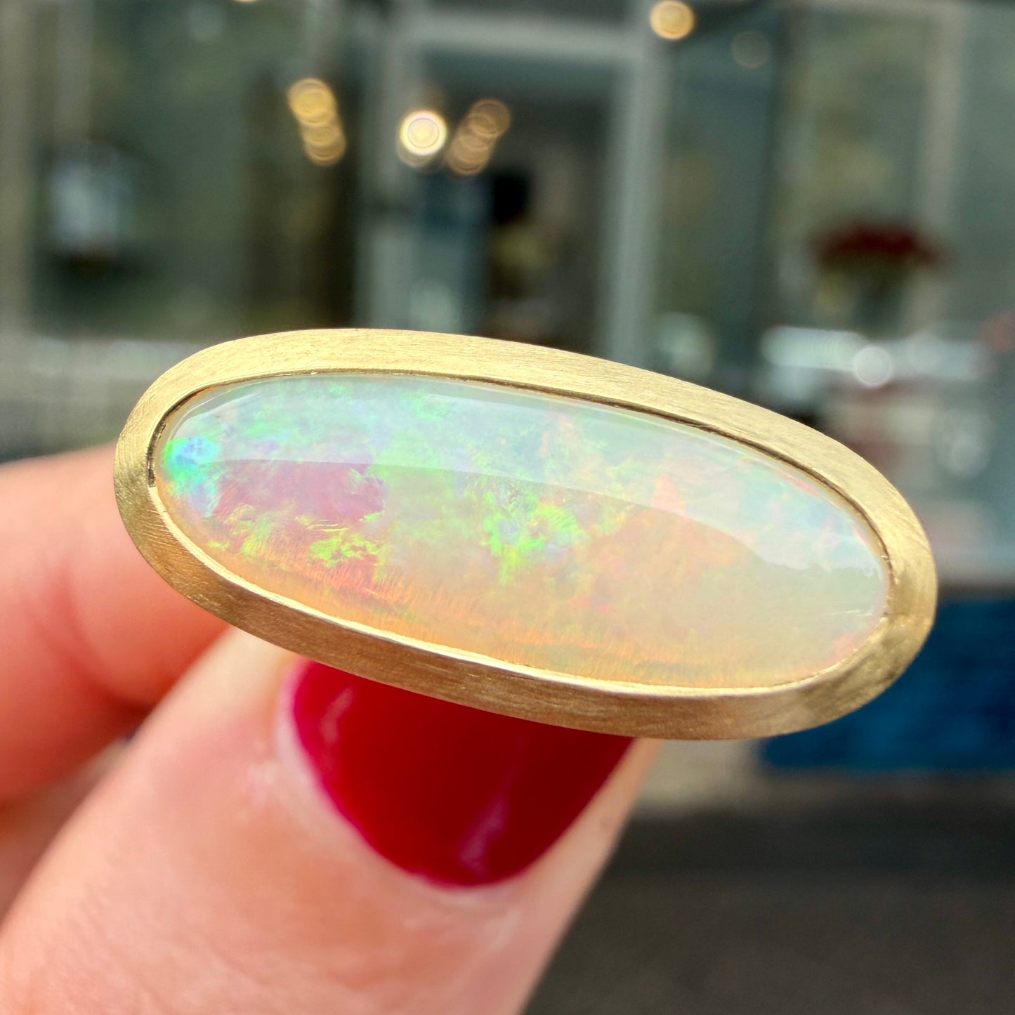 One-off Crystal Opal Forest Ring In 18ct Yellow Gold, Size N (In Stock)