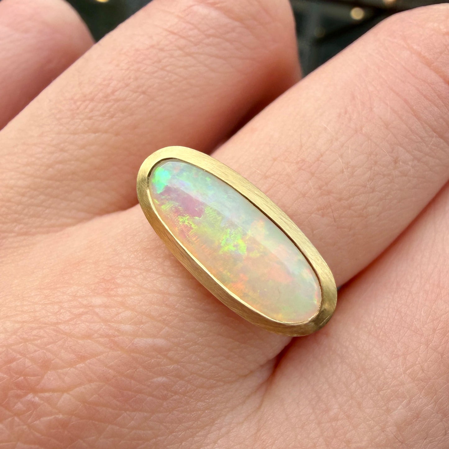 One-off Crystal Opal Forest Ring In 18ct Yellow Gold, Size N (In Stock)