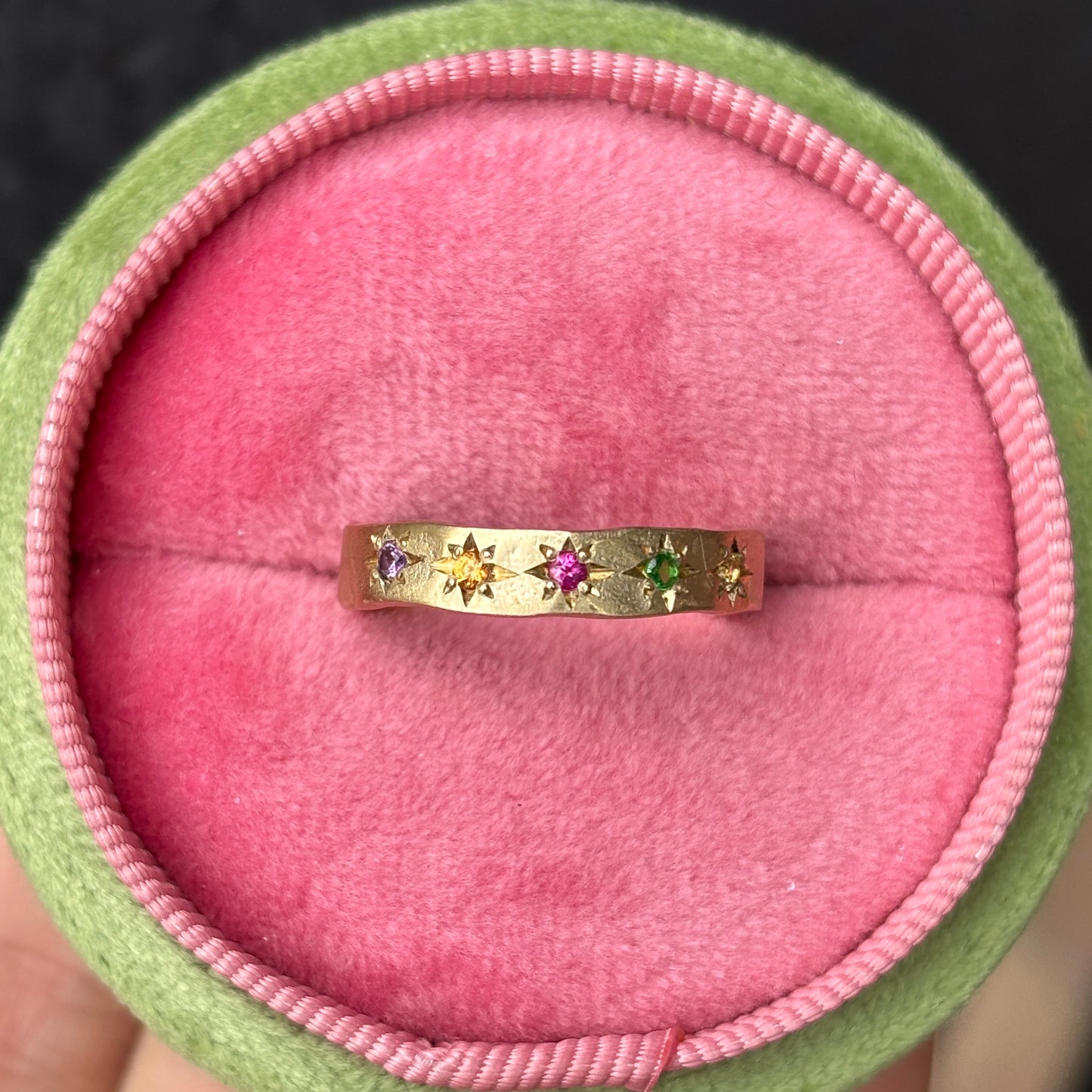 Carnivale Beaten Band (Wide) in 9ct Yellow Gold, Size P (In Stock)