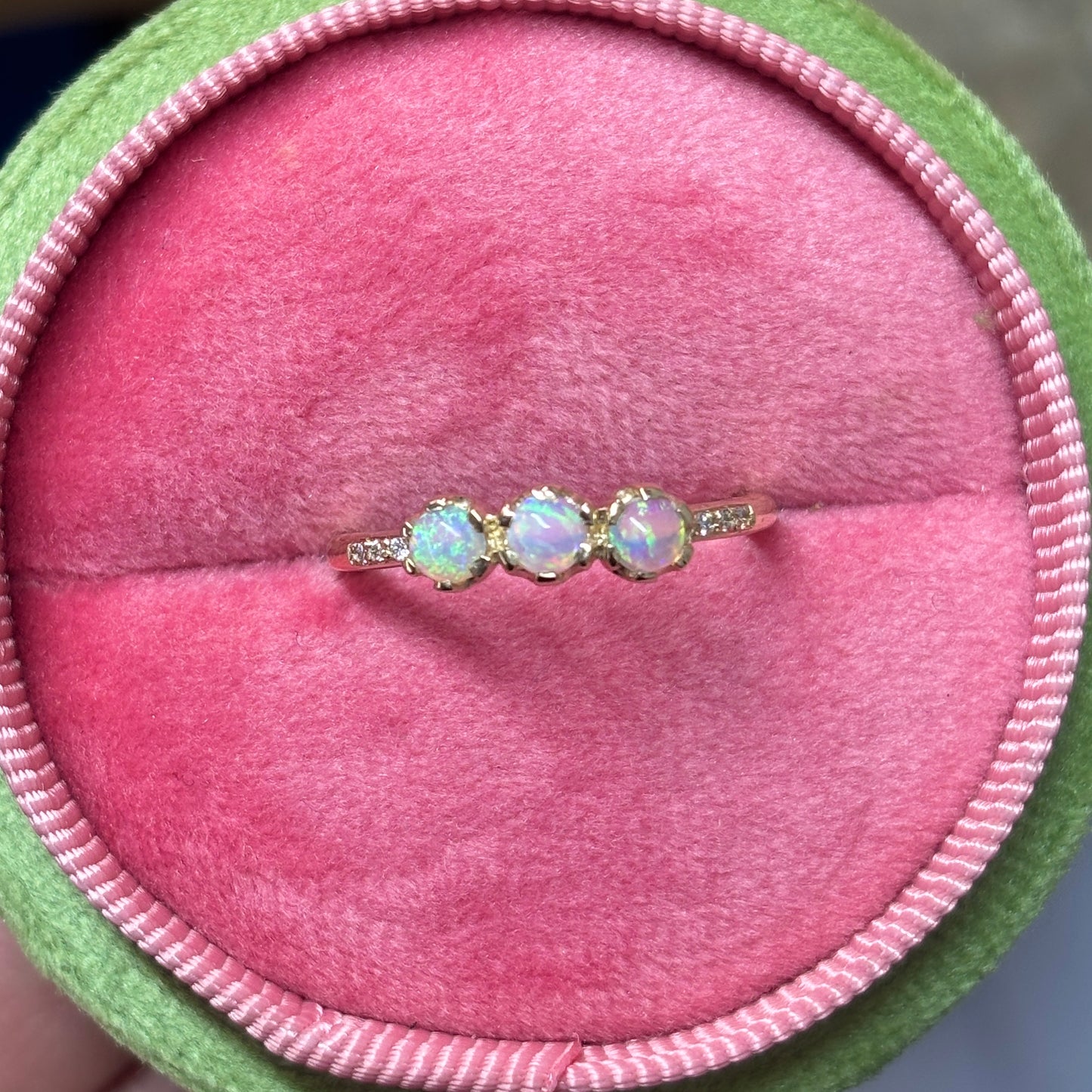Opal Juliet Ring in 9ct Yellow Gold, Size O and a half (In Stock)