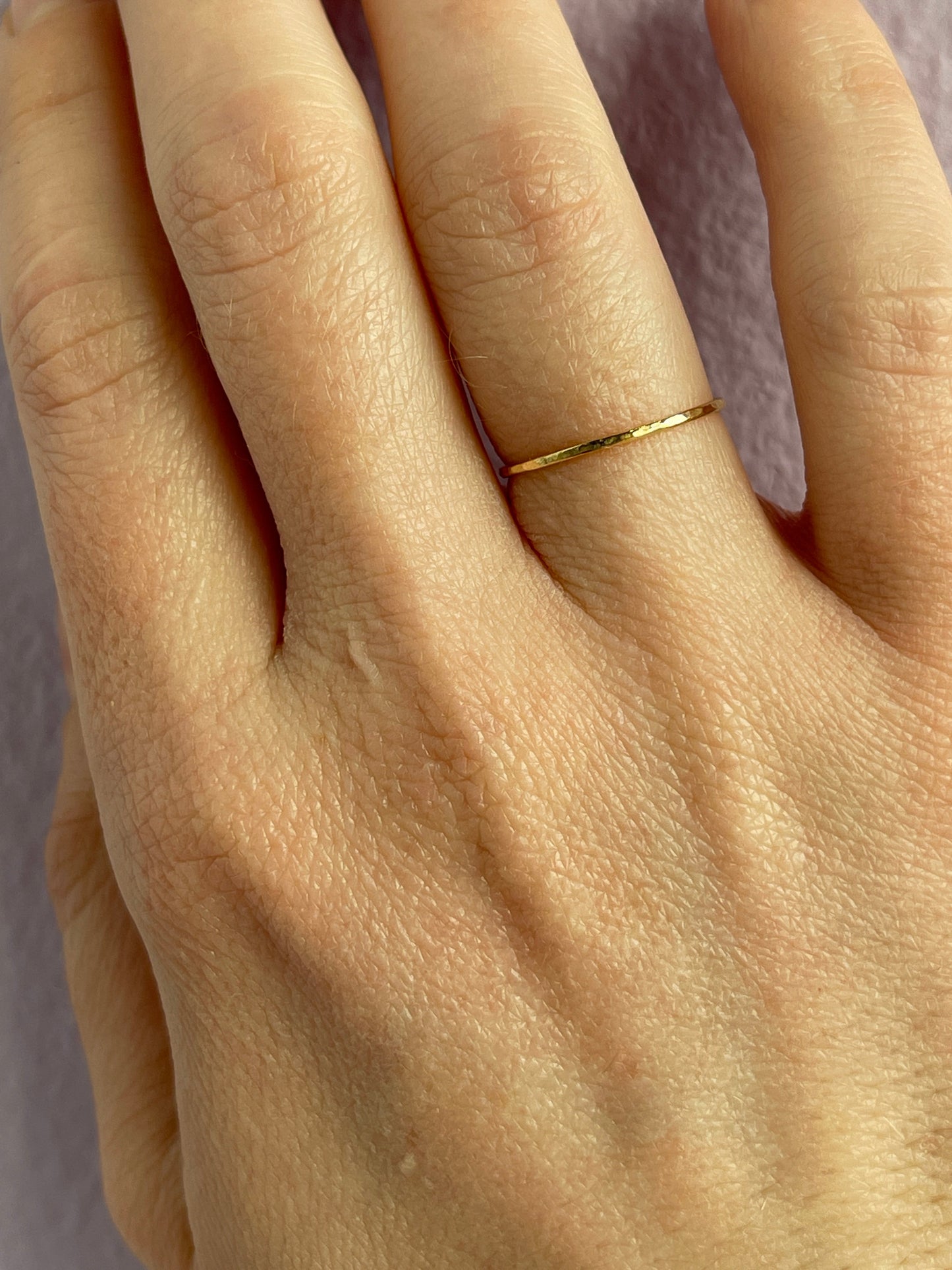 Load image into Gallery viewer, Whisper of Gold Hammered Band in 9ct Yellow Gold, size P (In Stock)
