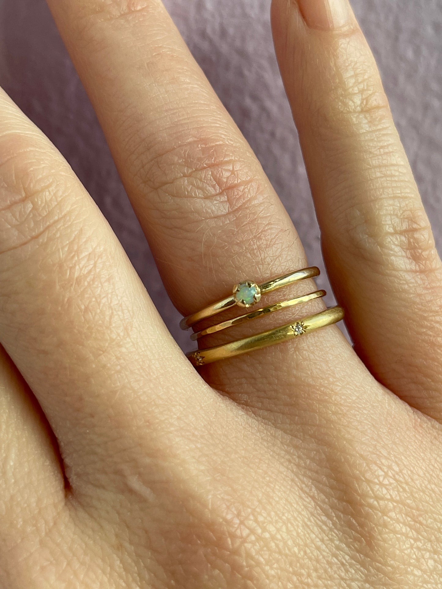 Load image into Gallery viewer, Whisper of Gold Hammered Band In 9ct Yellow Gold, Size K and a half (In Stock)
