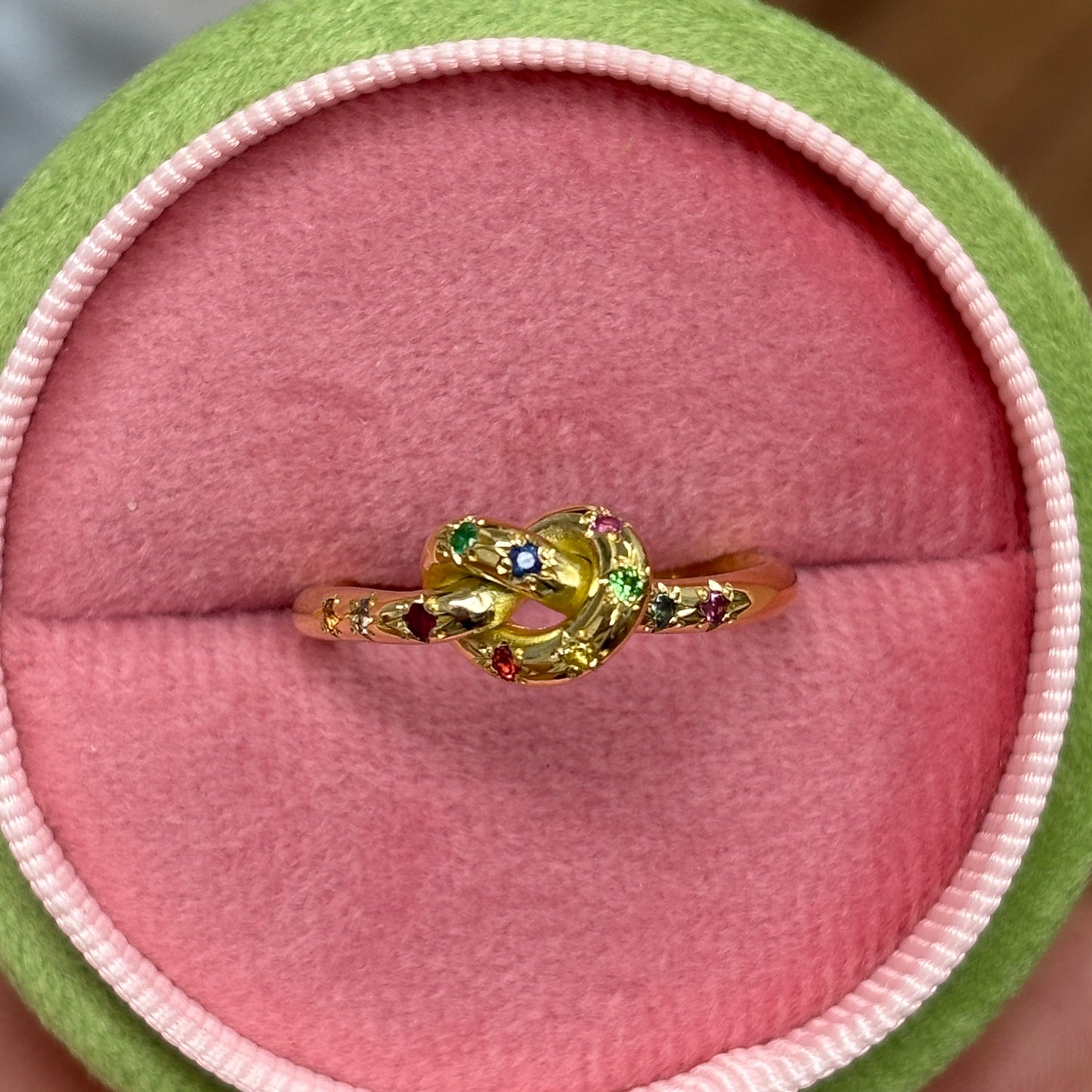 Hundreds And Thousands Pretzel Ring In 18ct Yellow Gold, Size R and a half (In Stock)