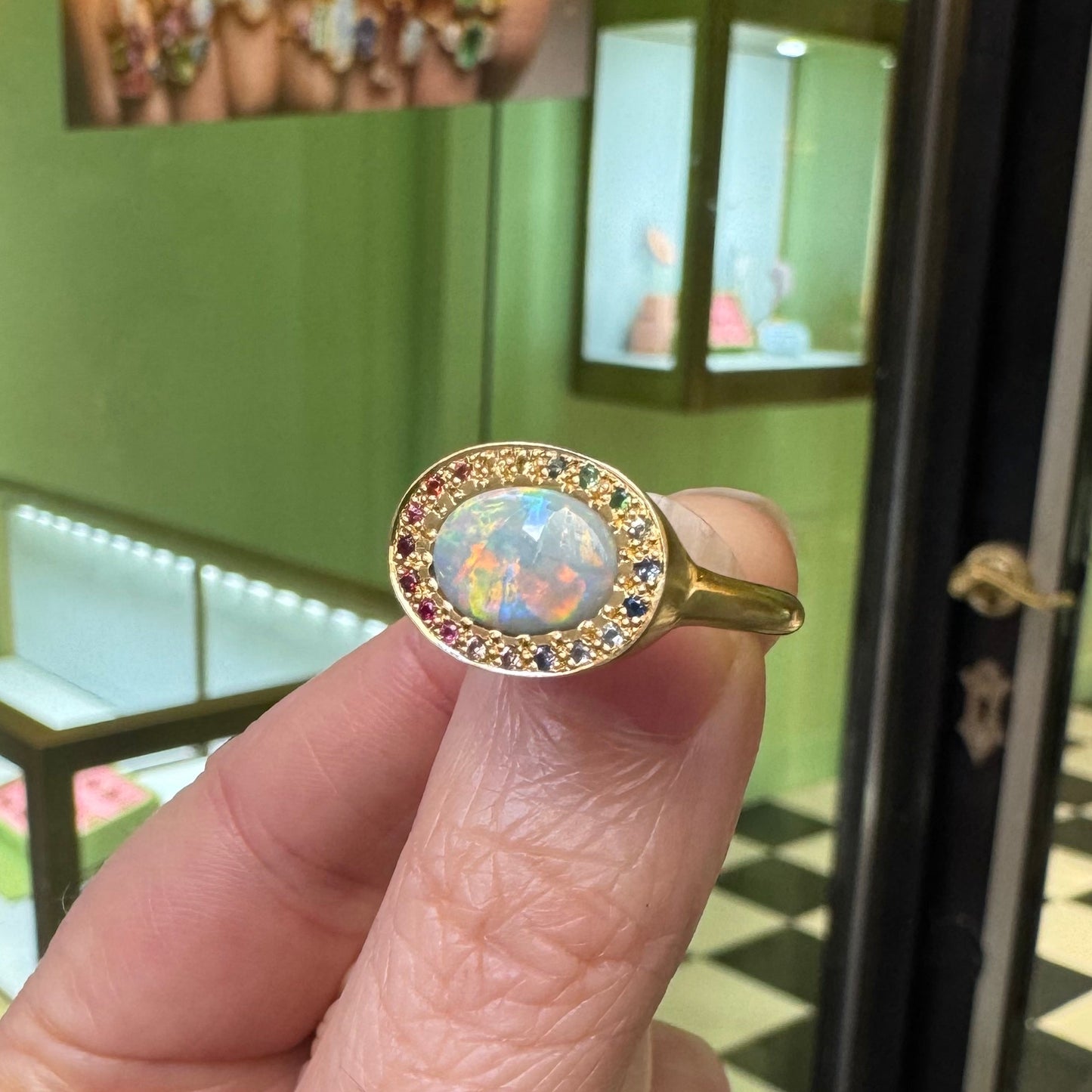 One-off Fairy Bread Eclipse Ring in 18ct Yellow Gold, Size M (In Stock)