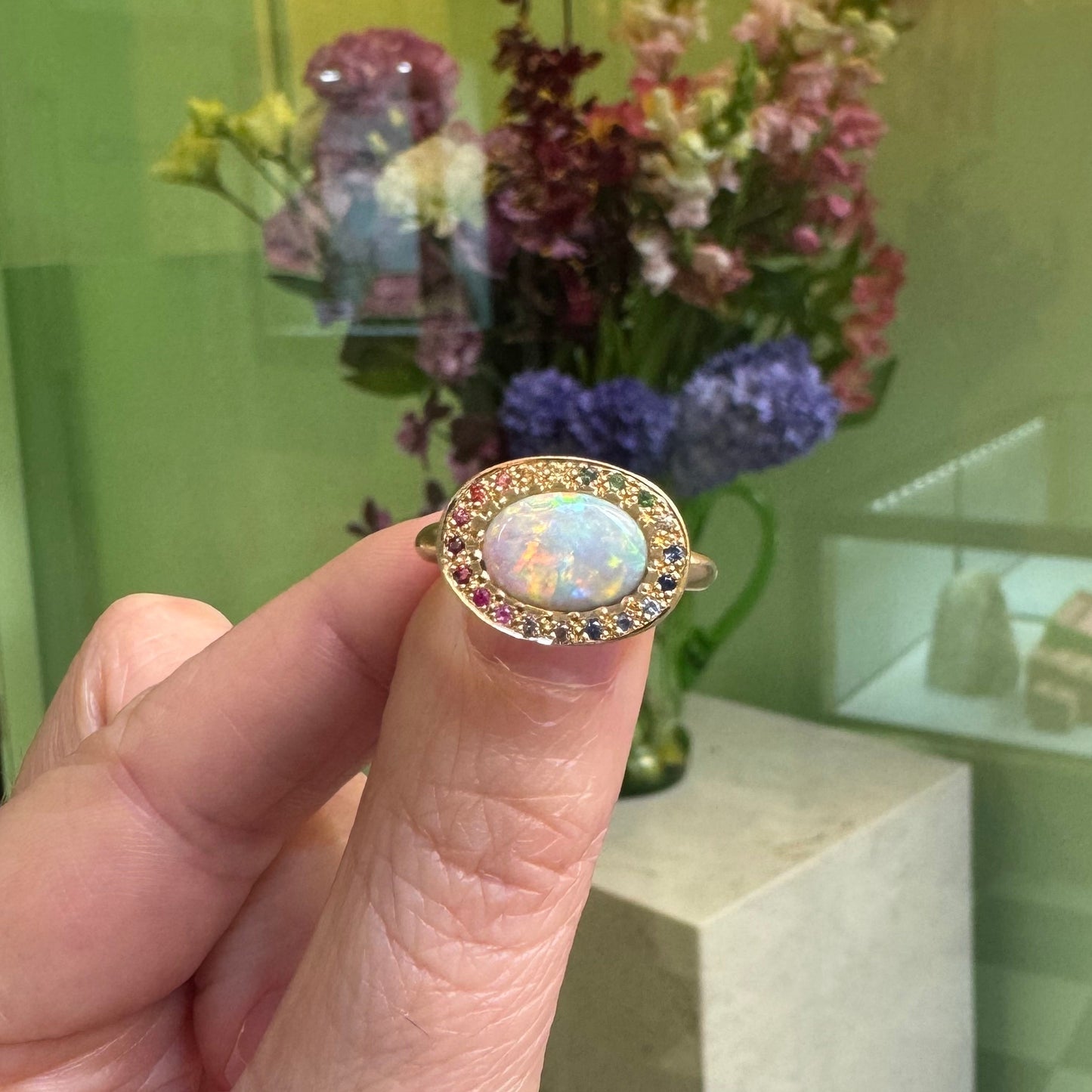 One-off Fairy Bread Eclipse Ring in 18ct Yellow Gold, Size M (In Stock)