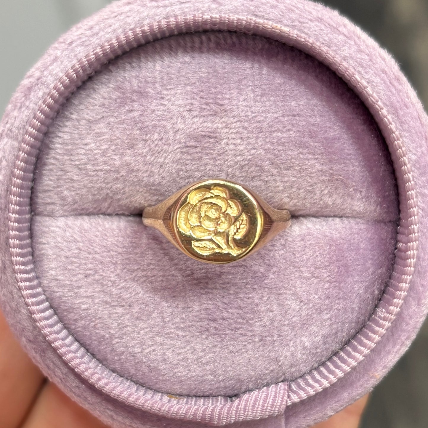Rose Signet Ring in 9ct Yellow Gold, Size M (In Stock)