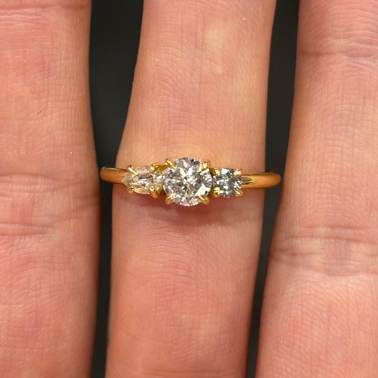 Salt And Pepper Trio Diamond Splice Ring in 18ct Yellow Gold, Size M (In Stock)