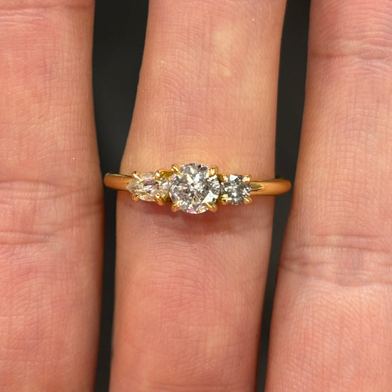 Salt And Pepper Trio Diamond Splice Ring in 18ct Yellow Gold, Size M (In Stock)